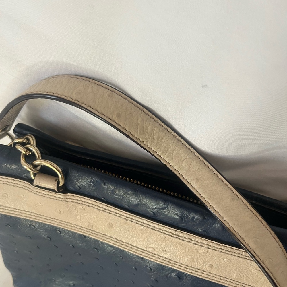 Kate Spade blue and cream ostrich leather bag - Picture 6 of 7